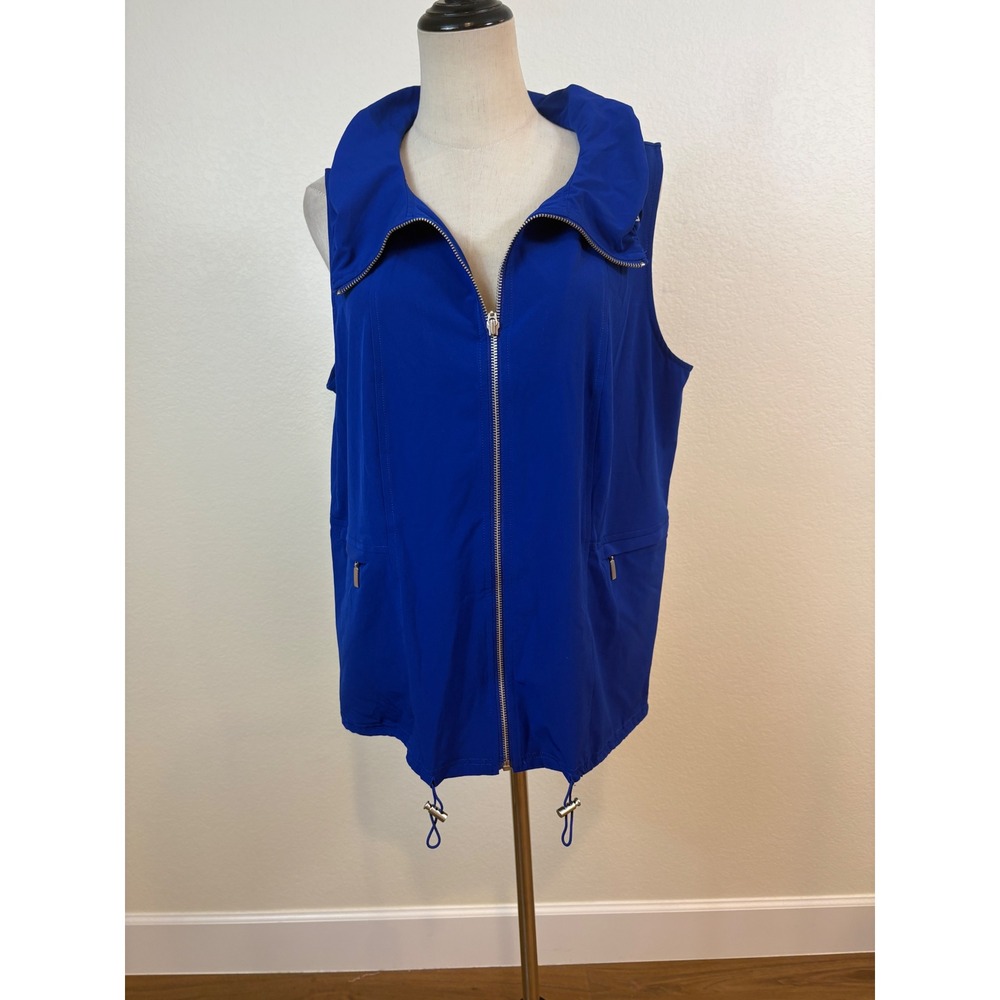 Zenergy by Chico's Vest Womens 2 L Blue Full‎ Zip Puff Collar Golf Gorpcore